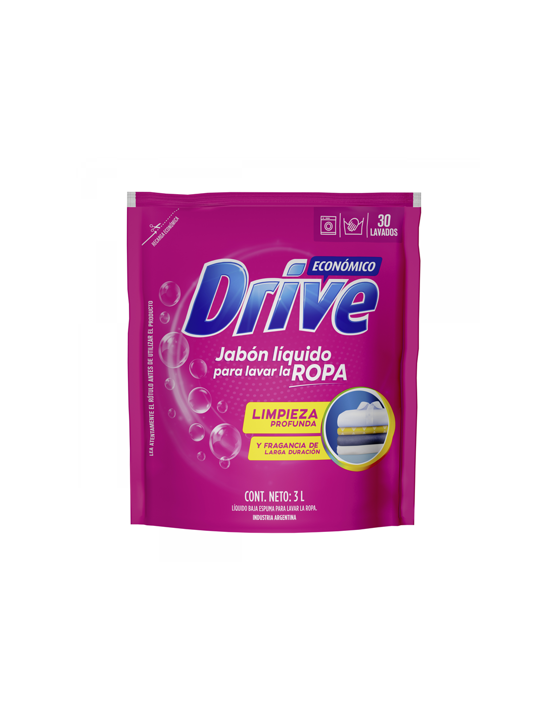 Jabon Liquido Para Ropa Drive Eco Baja Espuma Doy Pack 3lt 0894